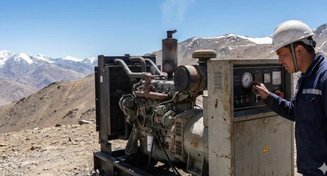 Industrial generator at high-altitude site.
