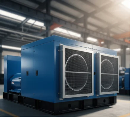 Silent type Perkins diesel generator with large vents.