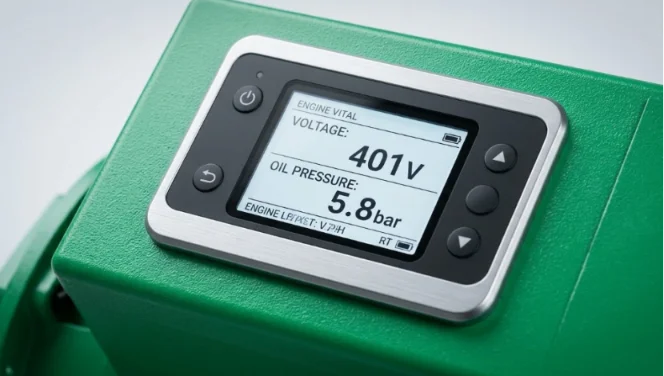 Digital control panel on a green gas generator.