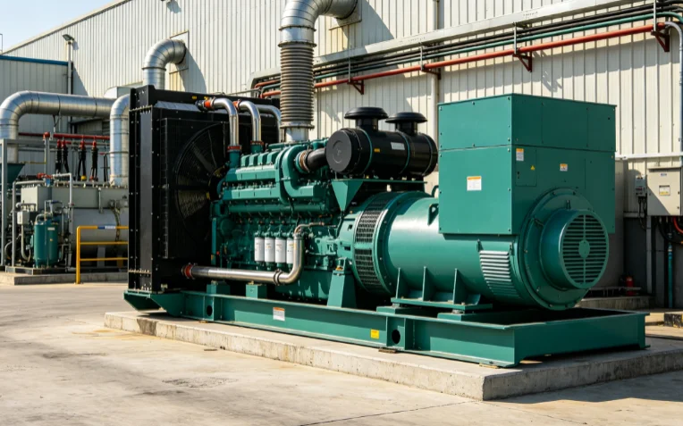 Generador dièsel industrial verd a la fàbrica