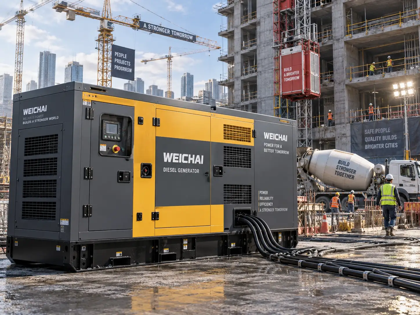 Weichai Generator for Construction Sites Sizing Tower Cranes Hoists and Mixers